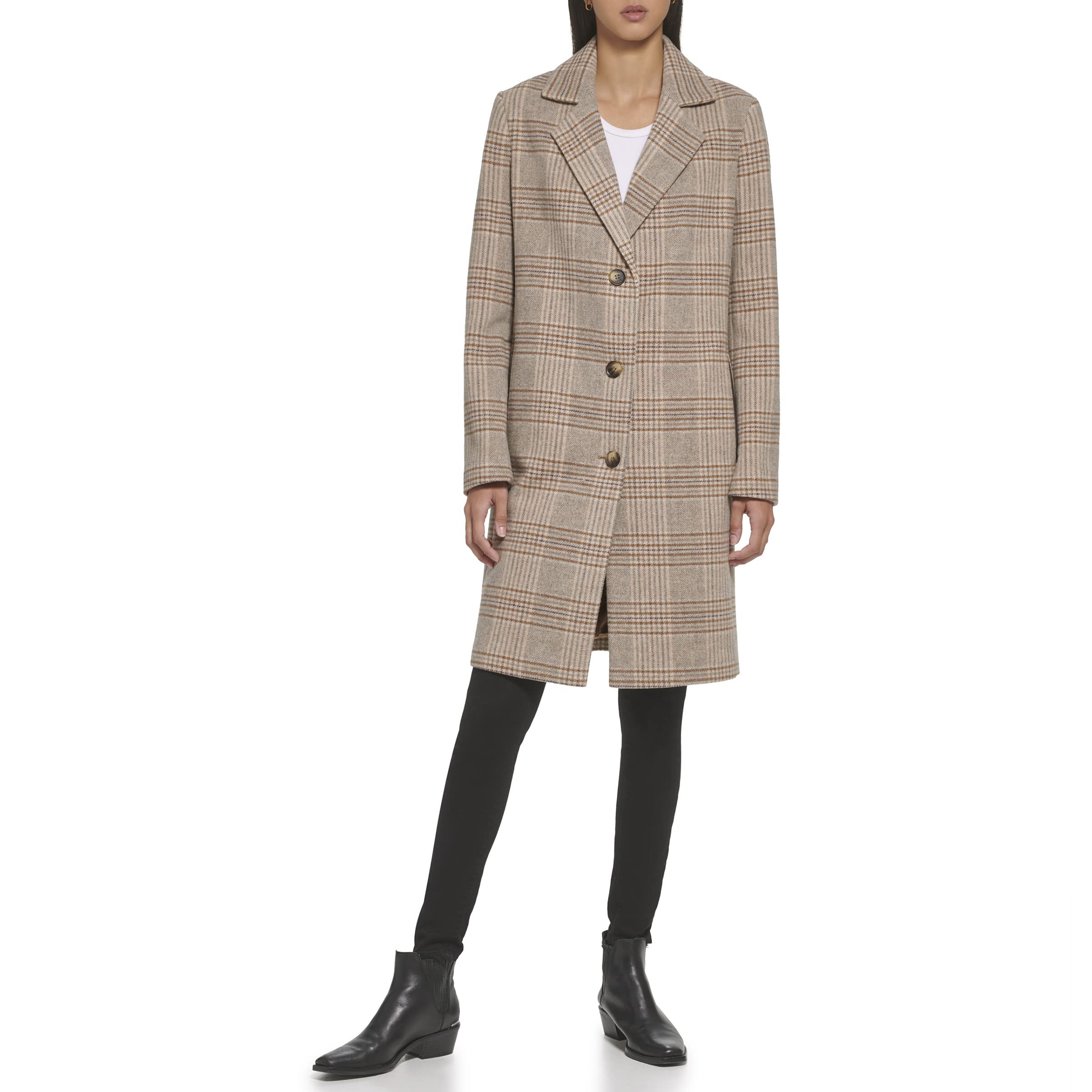 Мужское шерстяное пальто в клетку DKNY