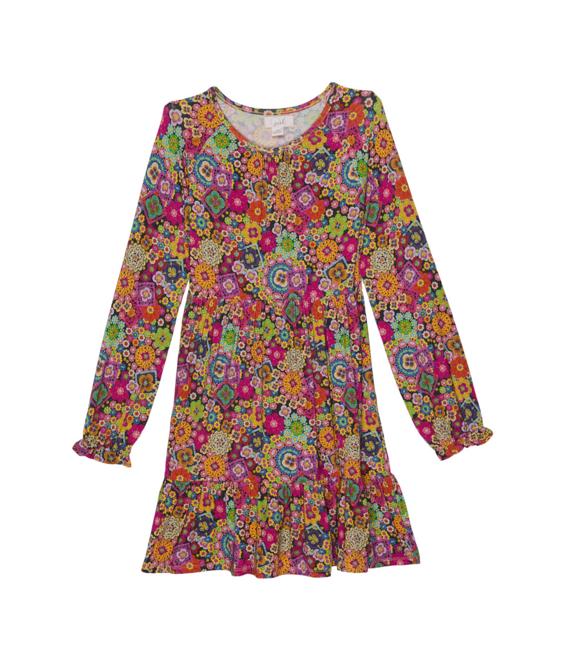 Яркое трикотажное платье с цветочным принтом (для малышей/маленьких детей/больших детей) PEEK