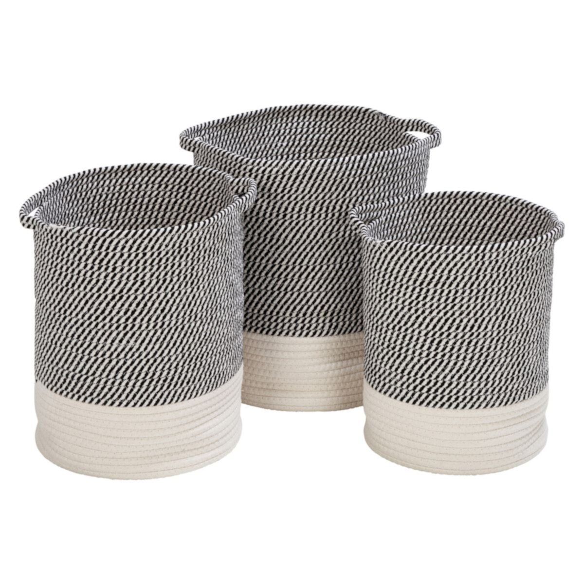 Honey-Can-Do Two-Tone Cotton Rope 3-Piece Storage Basket Set Honey-Can-Do
