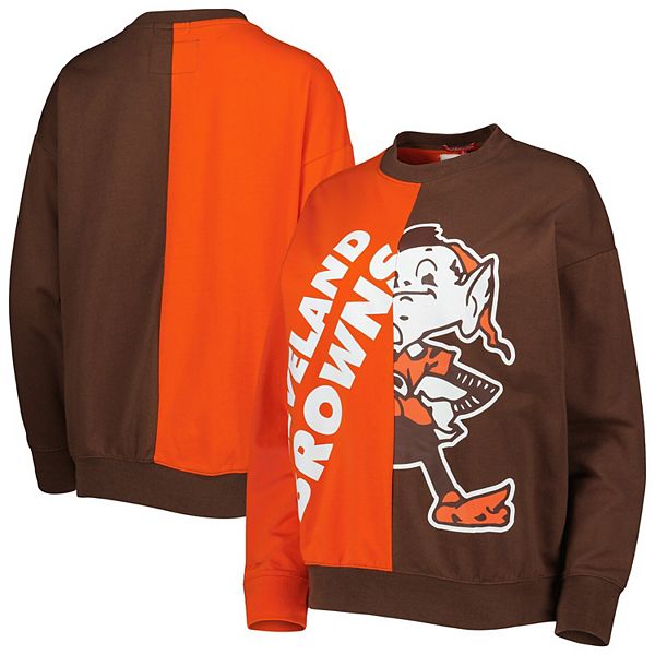 Женская Футболка Mitchell & Ness Оранжевая/Коричневая Cleveland Browns Big Face Mitchell & Ness