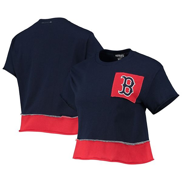 Женская Футболка Refried Apparel Синяя Boston Red Sox Короткая Refried Apparel