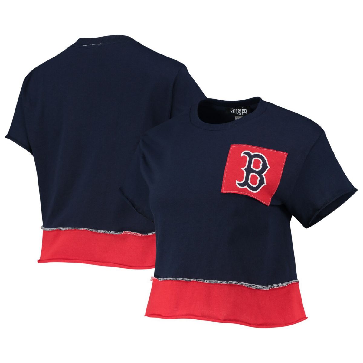 Женская укороченная футболка Refried Apparel темно-синего цвета Boston Red Sox Refried Apparel