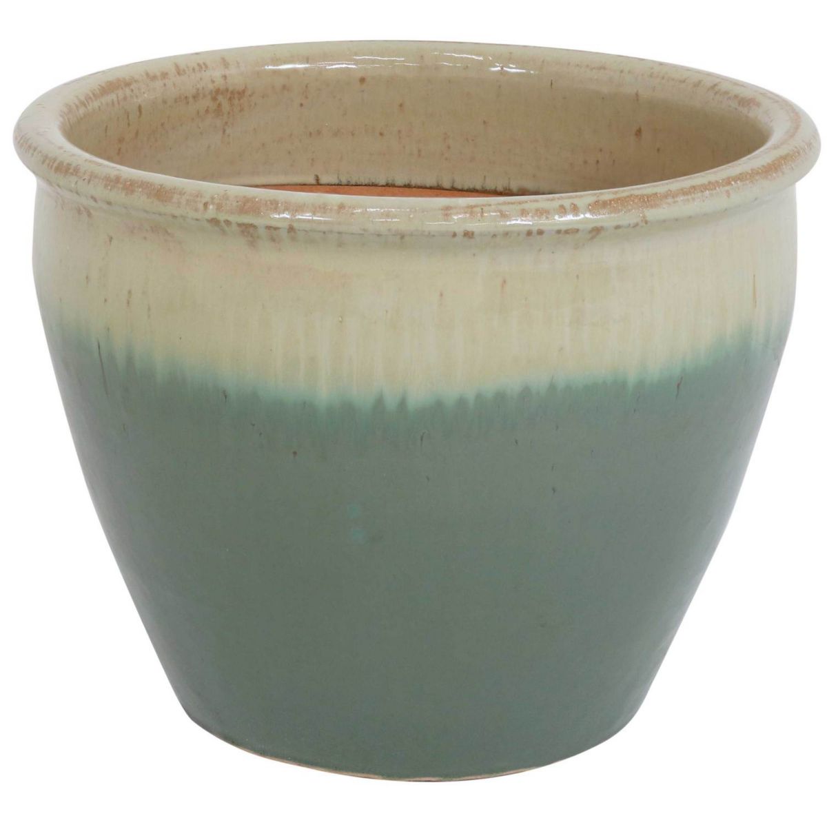 Sunnydaze 15 in Chalet High-Fired Glazed Ceramic Planter - Seafoam Sunnydaze Decor