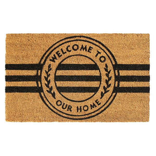 Коврик 'Welcome to Our Home' с полосками, 45 см х 76 см, для внутреннего и наружного использования RugSmith