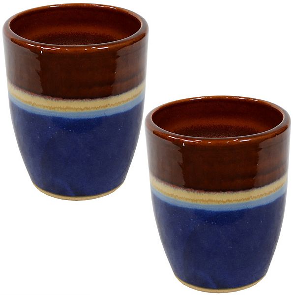 Sunnydaze Captivating Vista Ceramic Planter - 11.5&#34; - Beachcomber - Set of 2 Sunnydaze Decor