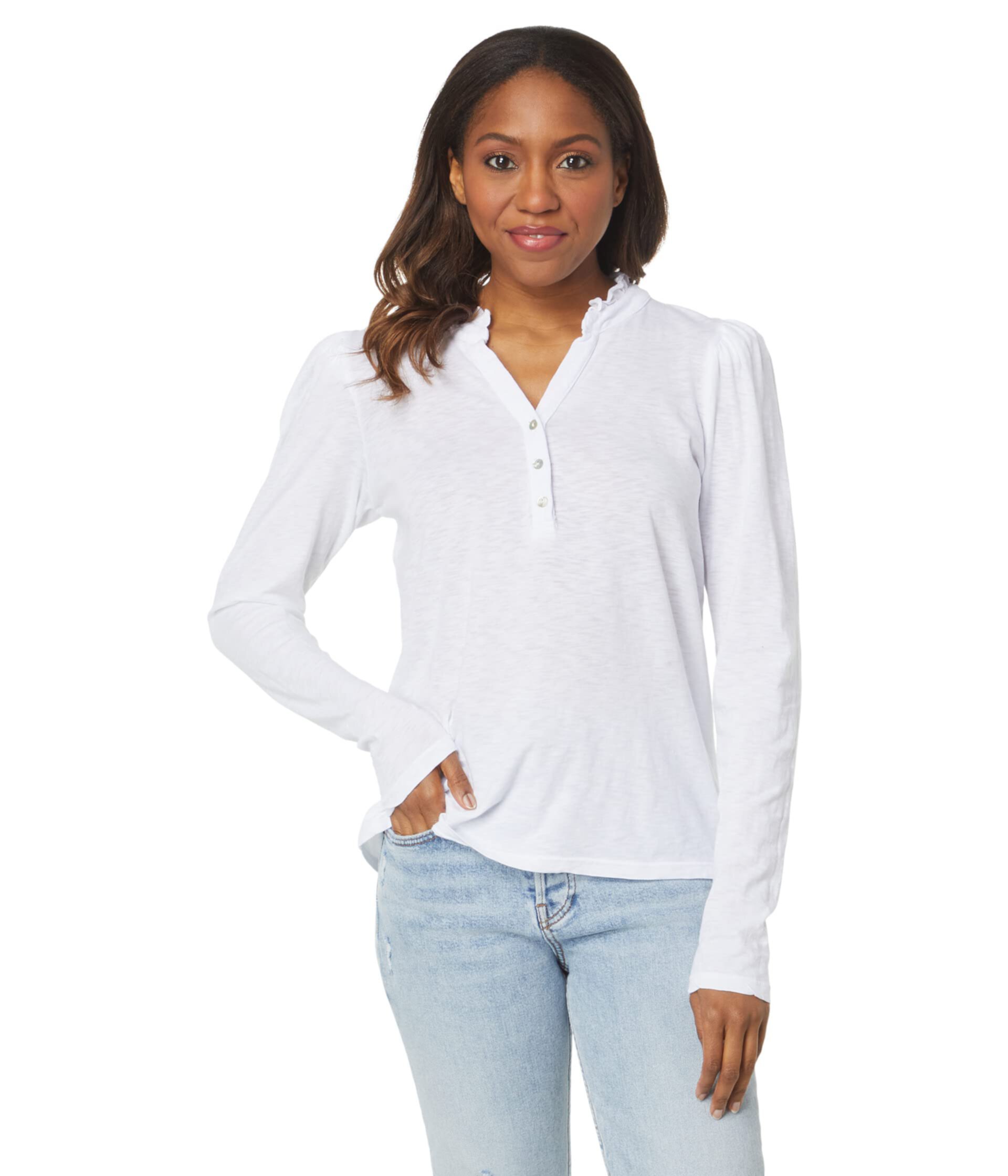 Ruffle Neck Henley Sundry