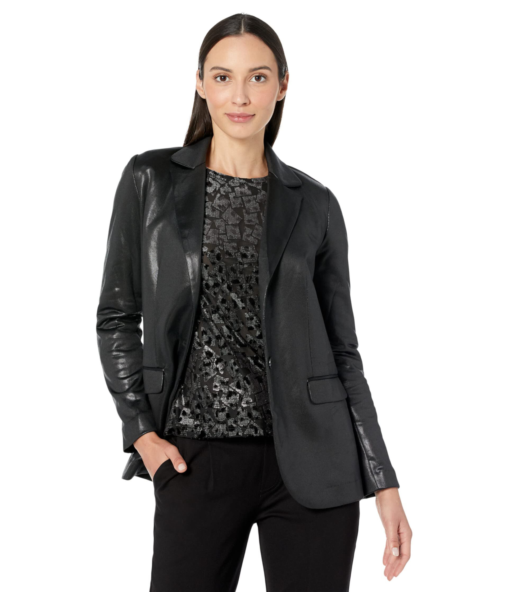 Trailblazer Coated French Terry Boyfriend Blazer Elliott Lauren