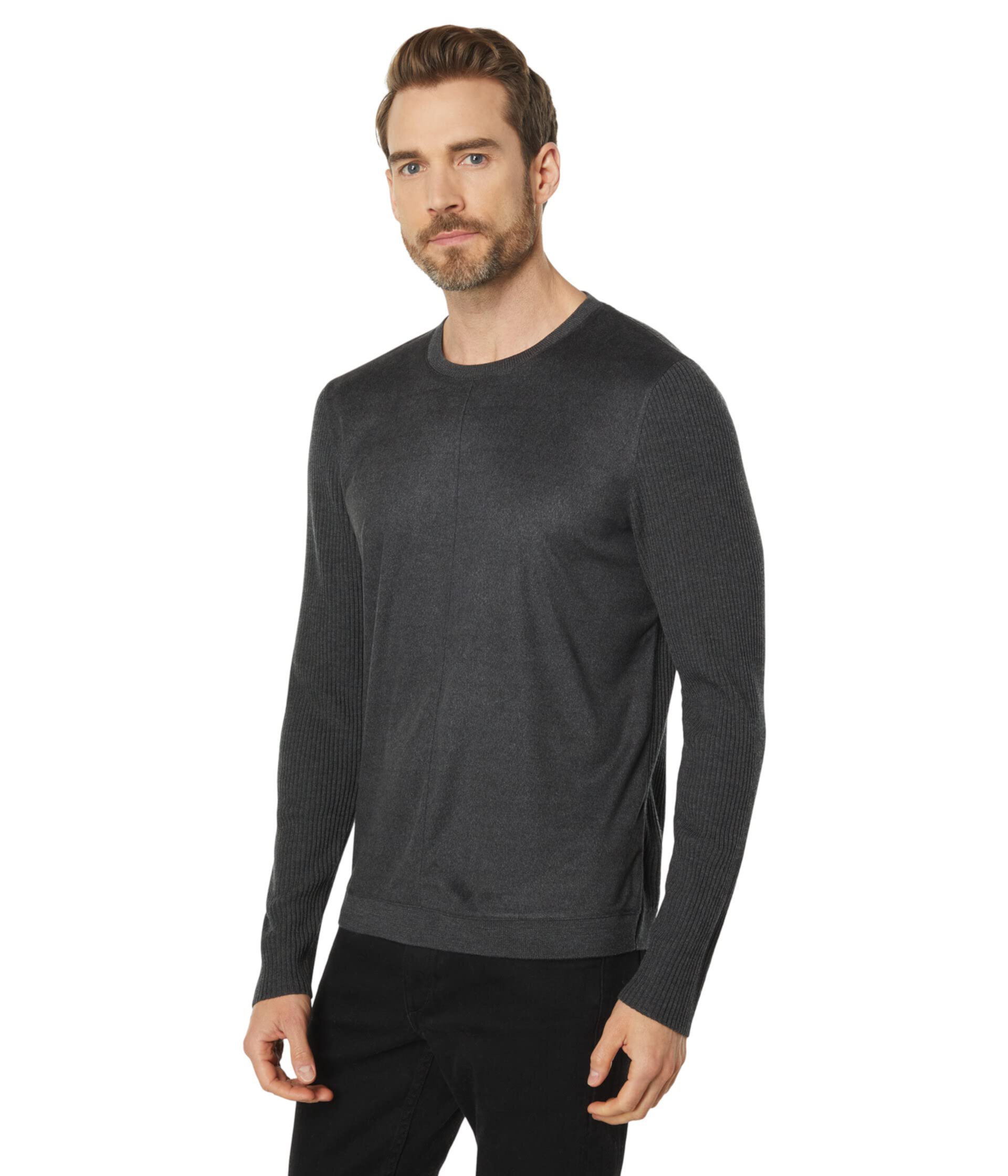 Мужской Свитер John Varvatos Regular Fit Long Sleeve Crew with Sweater Trim K3650Y3 John Varvatos