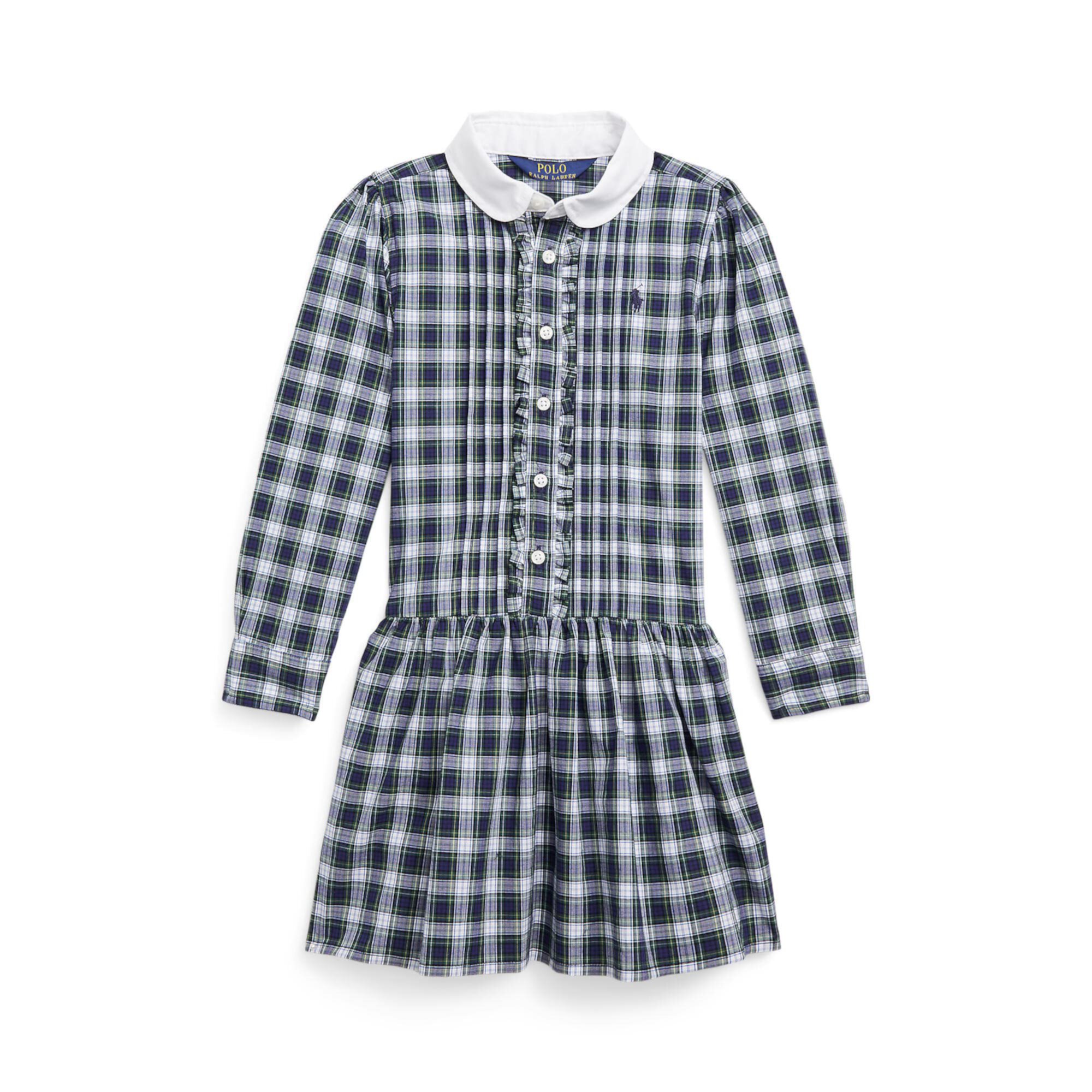 Платье-рубашка из эластичного поплина в клетку (для малышей) Polo Ralph Lauren