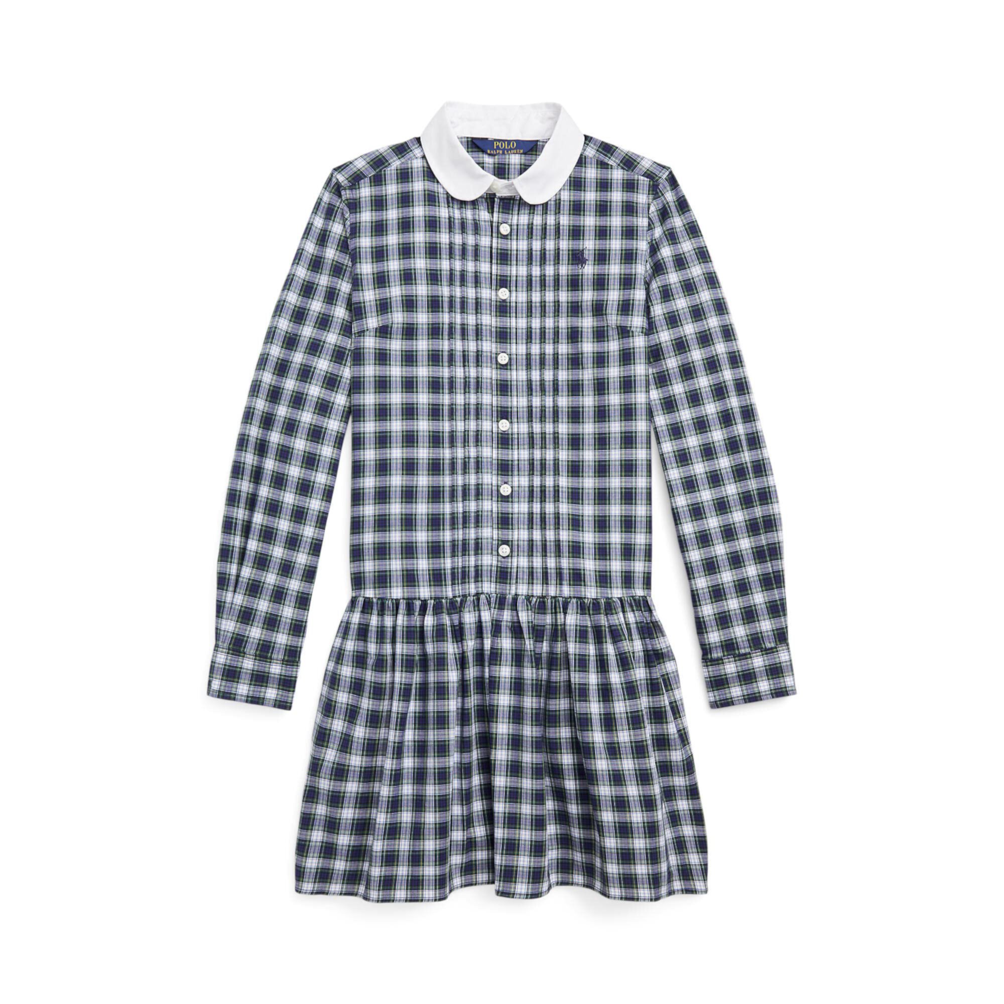 Платье-рубашка из эластичного поплина в клетку (для больших детей) Polo Ralph Lauren
