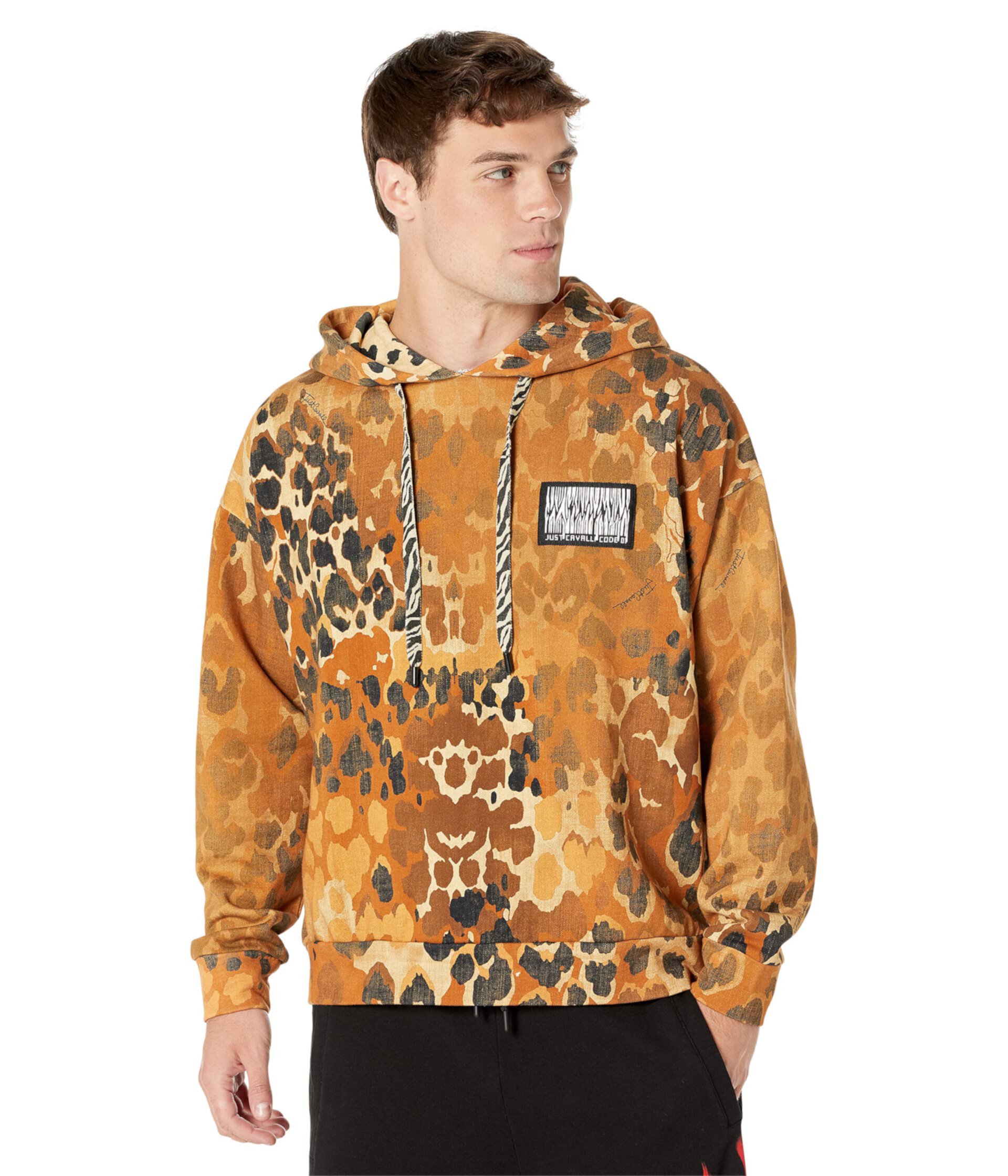 "Wild Camo" Print Harlem Hoodie Sweatshirt Just Cavalli