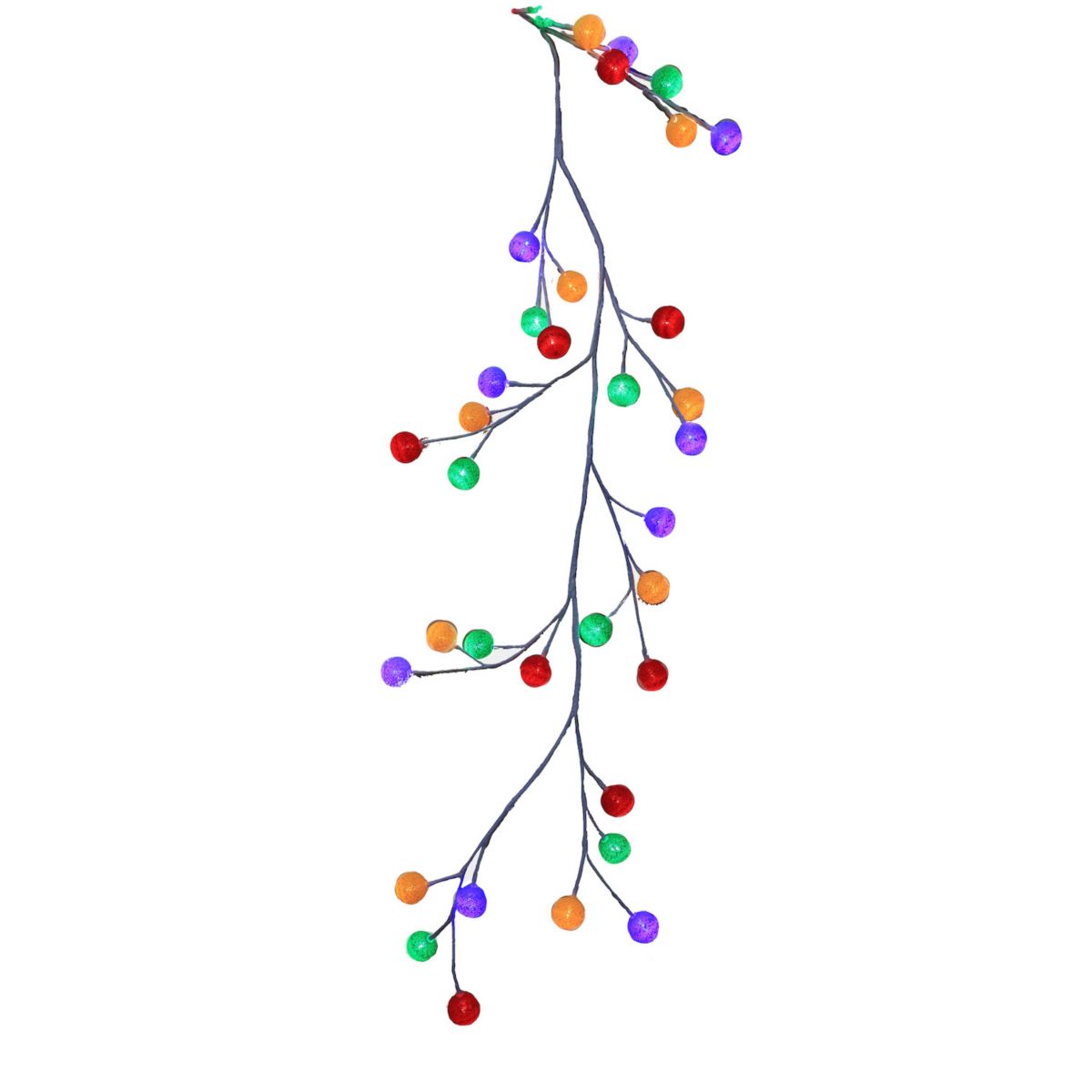 6-Foot LED White Garland Multi-Colored Cotton Ball Kurt Adler