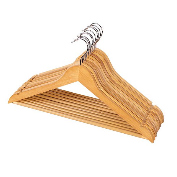 Honey-Can-Do Maple Wood Suit Hangers 10-Pack Set Honey-Can-Do