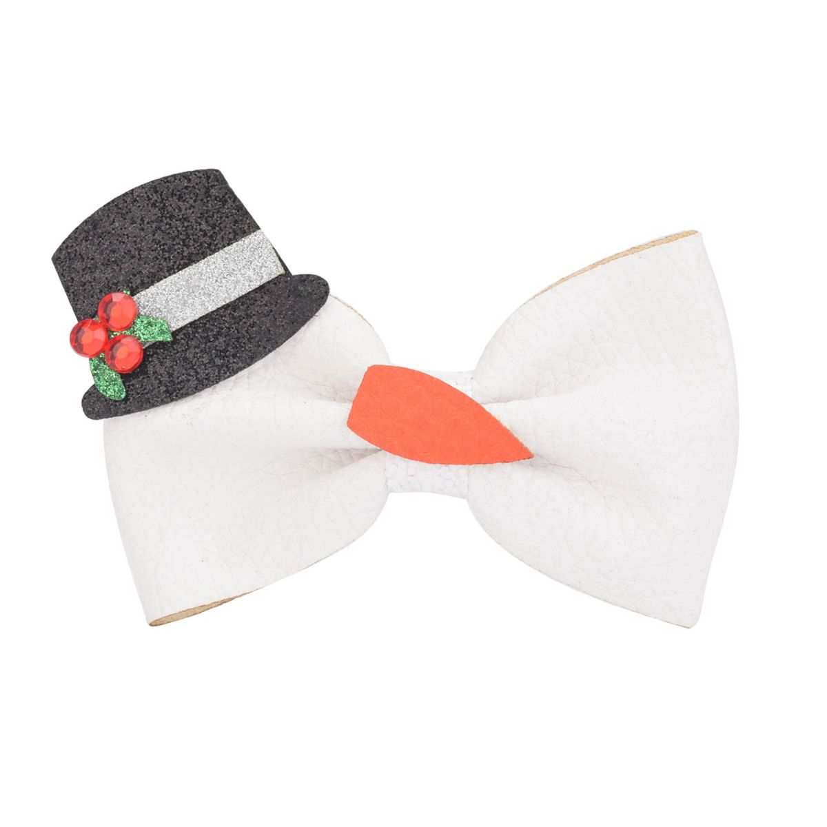 Celebrate Together™ White Bow with Glitter Snowman Hat Hair Clip Celebrate Together