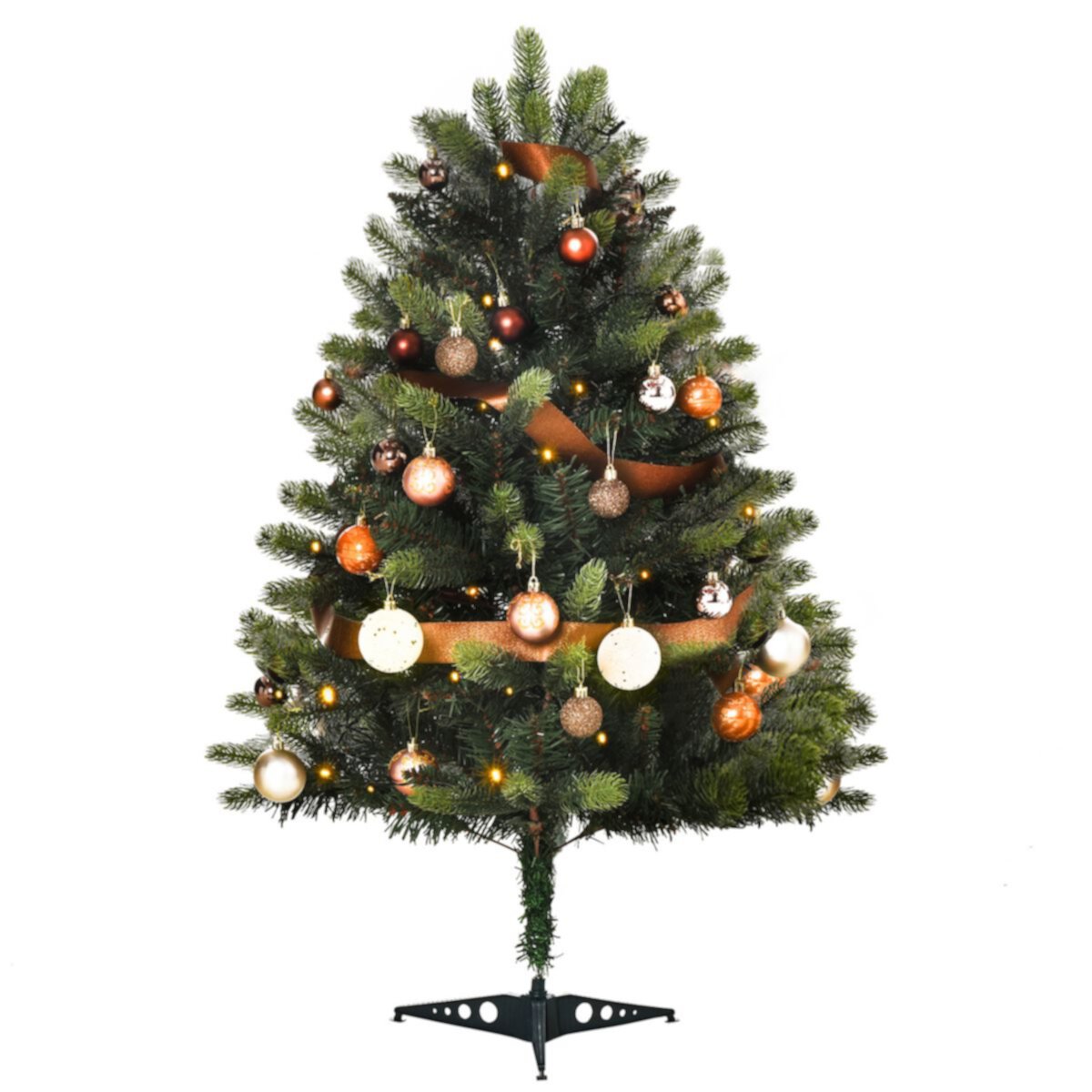 HOMCOM 3 ft Tall Lit Full Fir Artificial Christmas Tree with Realistic Branches 60 LED and 227 Tips Green HomCom