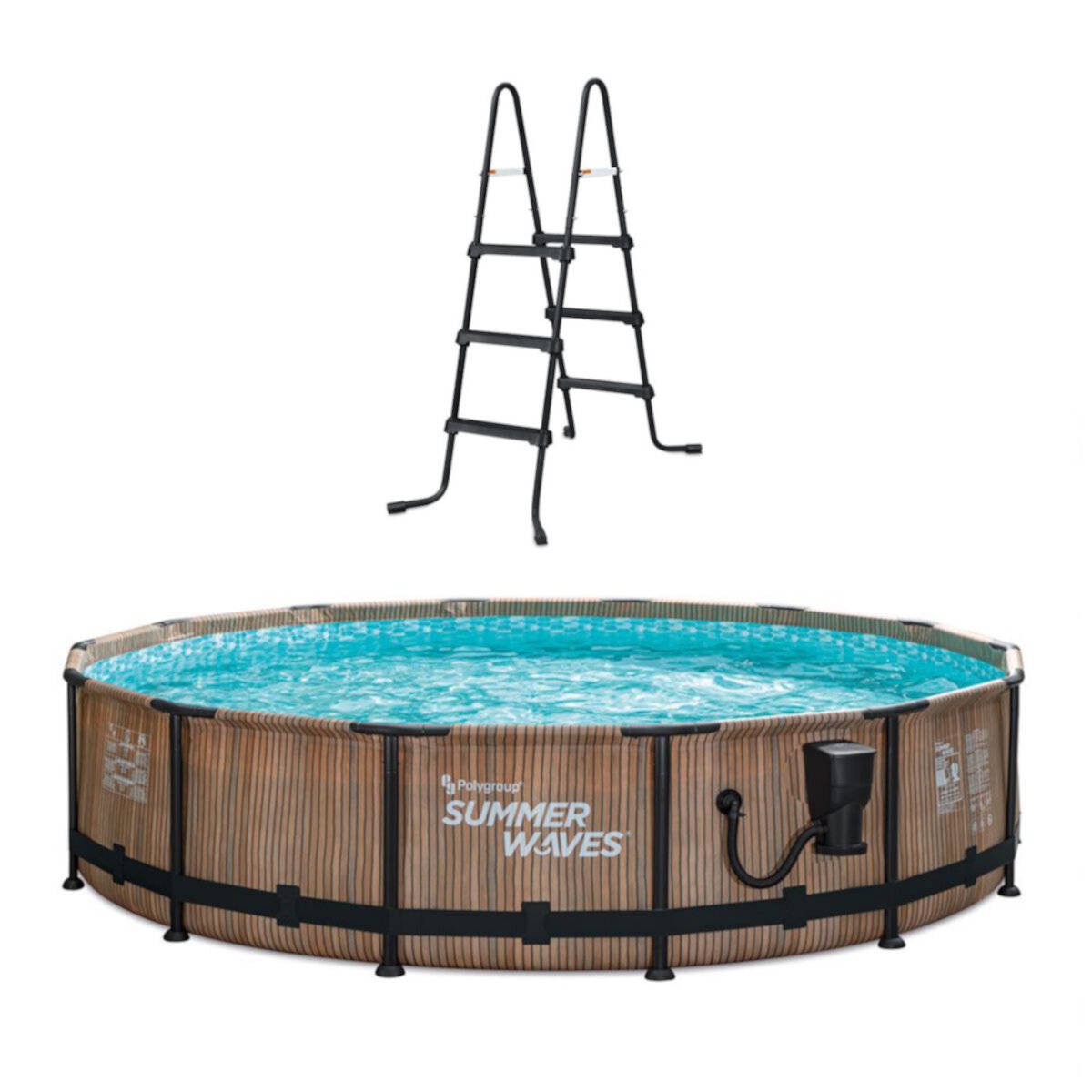 Summer Waves Natural Teak Elite 14' x 36&#34; Round Frame Above Ground Swimming Pool Summer Waves