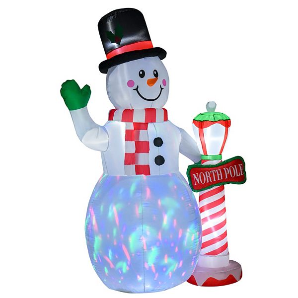 HOMCOM 8ft Christmas Inflatable Snowman with North Pole Sign Outdoor Blow Up Yard Decoration with LED Lights Display HomCom