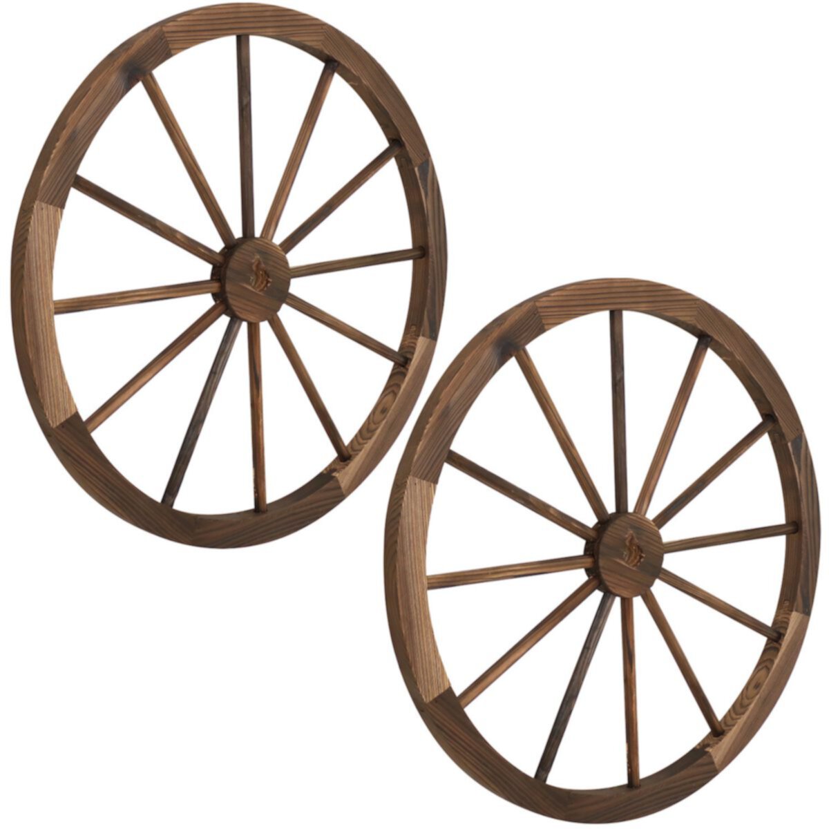 Sunnydaze Wagon Wheel Indoor/Outdoor Statue - 29 in - Set of 2 - Natural Sunnydaze Decor