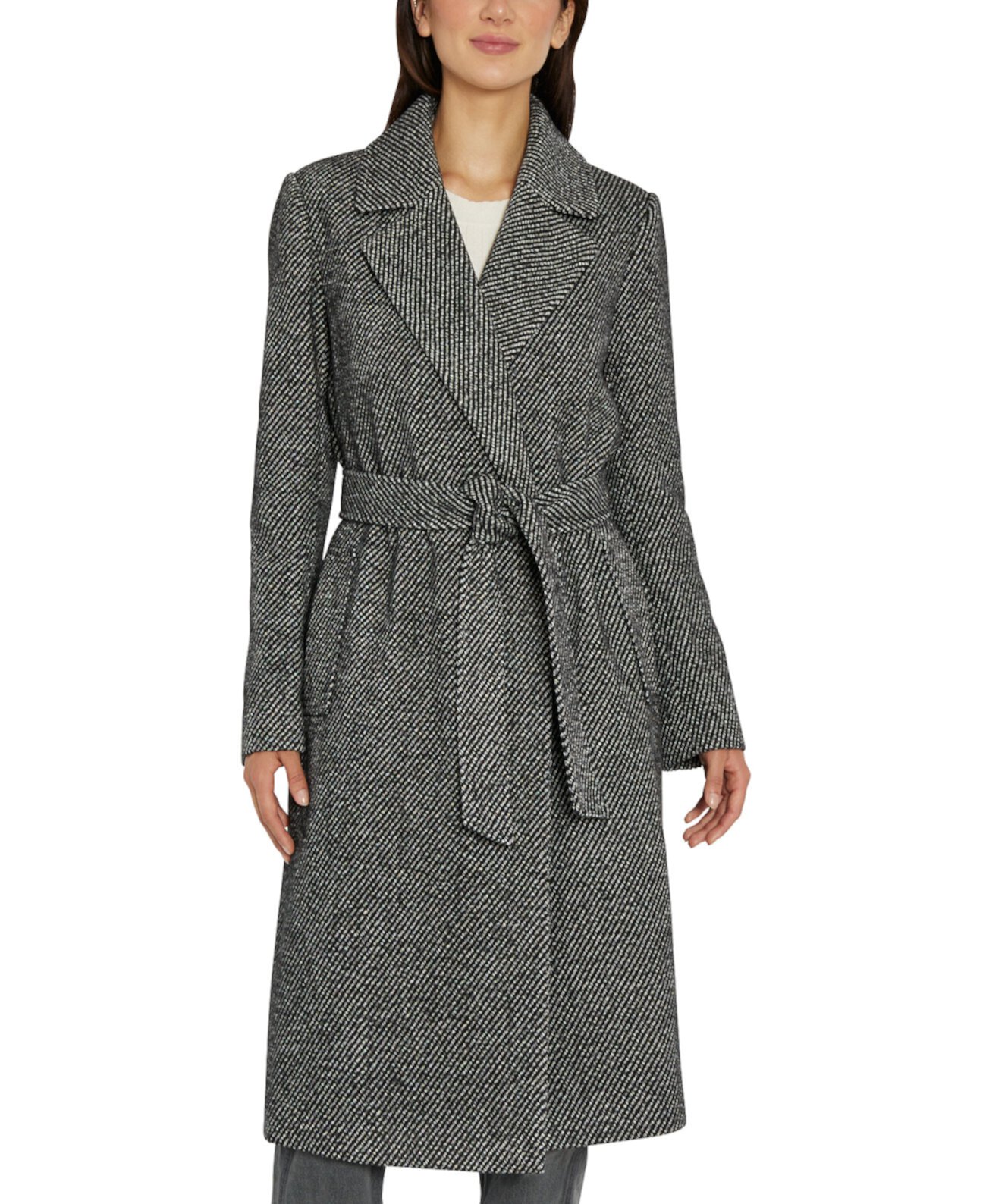 Женское твидовое пальто с запахом и поясом Sam Edelman