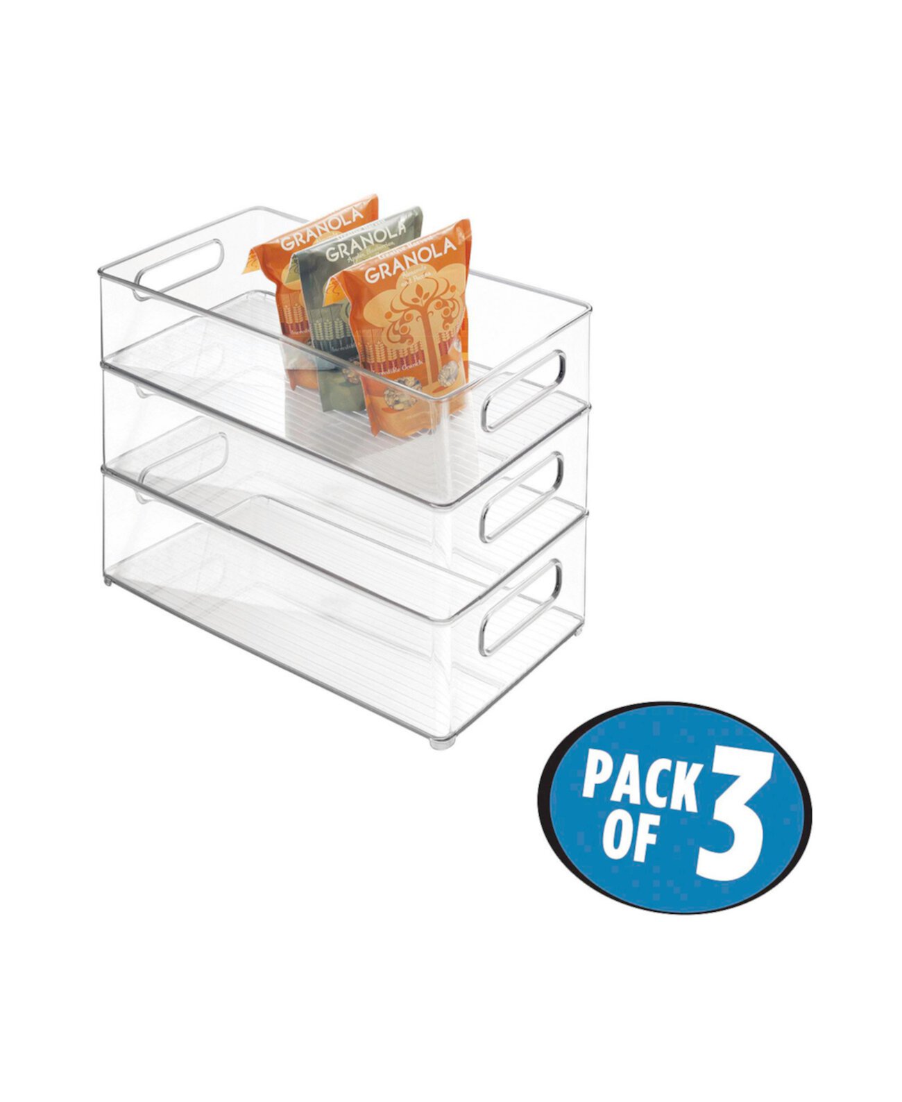 Пластиковый контейнер для хранения в холодильнике и морозильной камере с крышкой, набор из 3 шт. IDesign