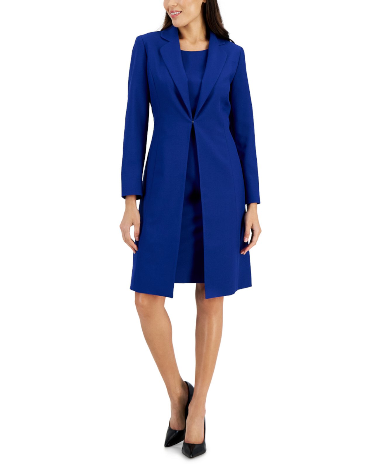 Women's Crepe Topper Jacket & Sheath Dress Suit, Regular and Petite Sizes Le Suit