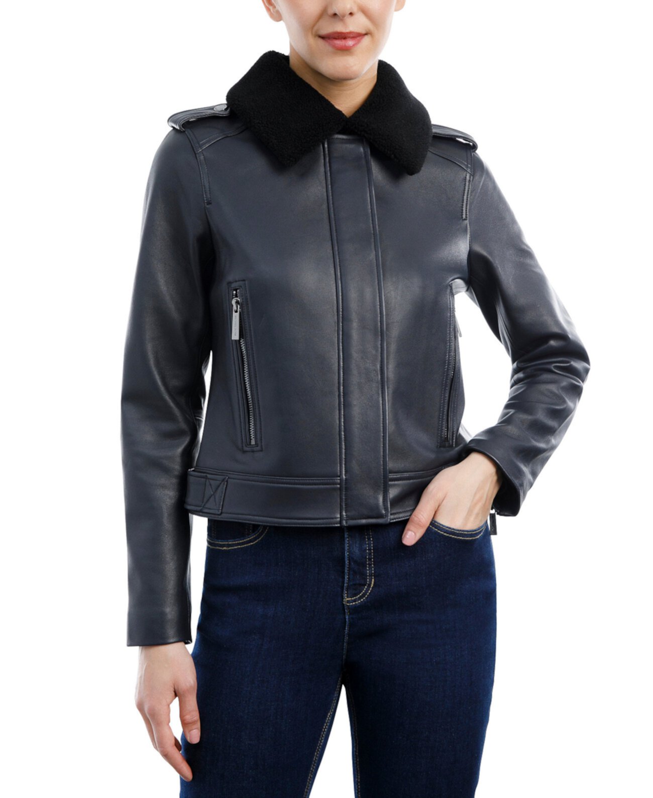 Женское кожаное пальто с флисовым воротником, созданное для Macy's Michael Kors