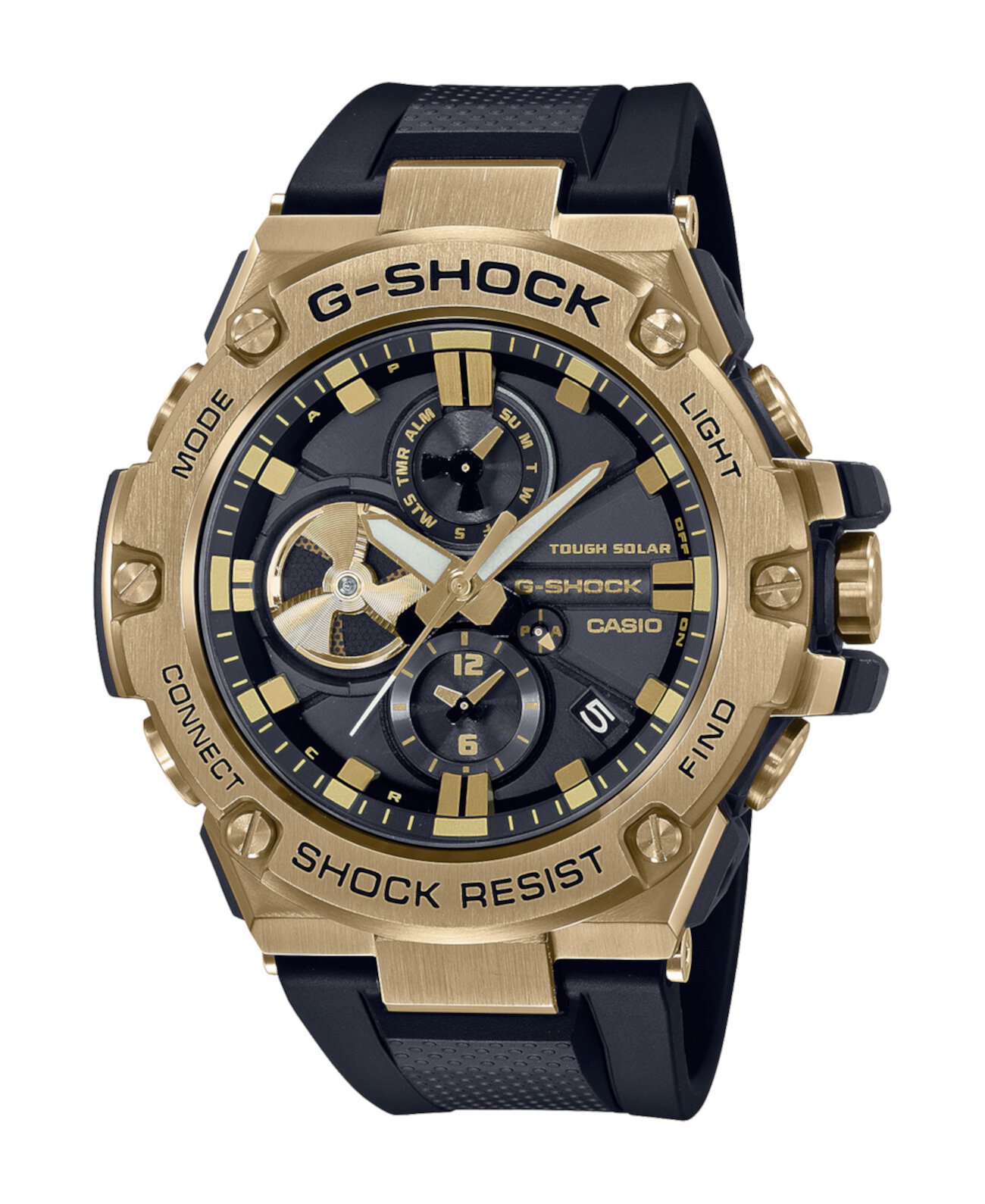 Мужские часы с золотым и черным полимерным ремешком 53,8 мм GSTB100GB1A9 G-Shock