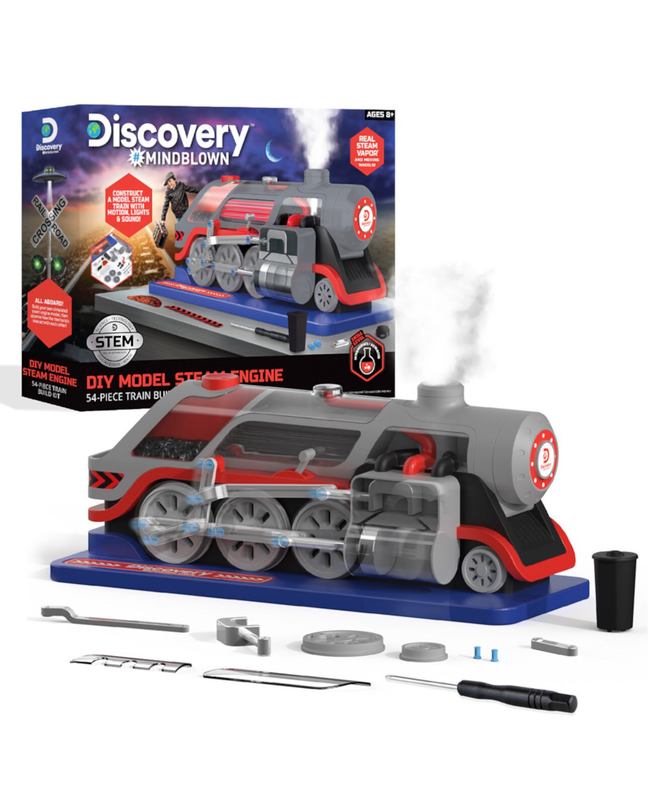 Комплект парового двигателя сборочного поезда, 54 предмета Discovery Mindblown