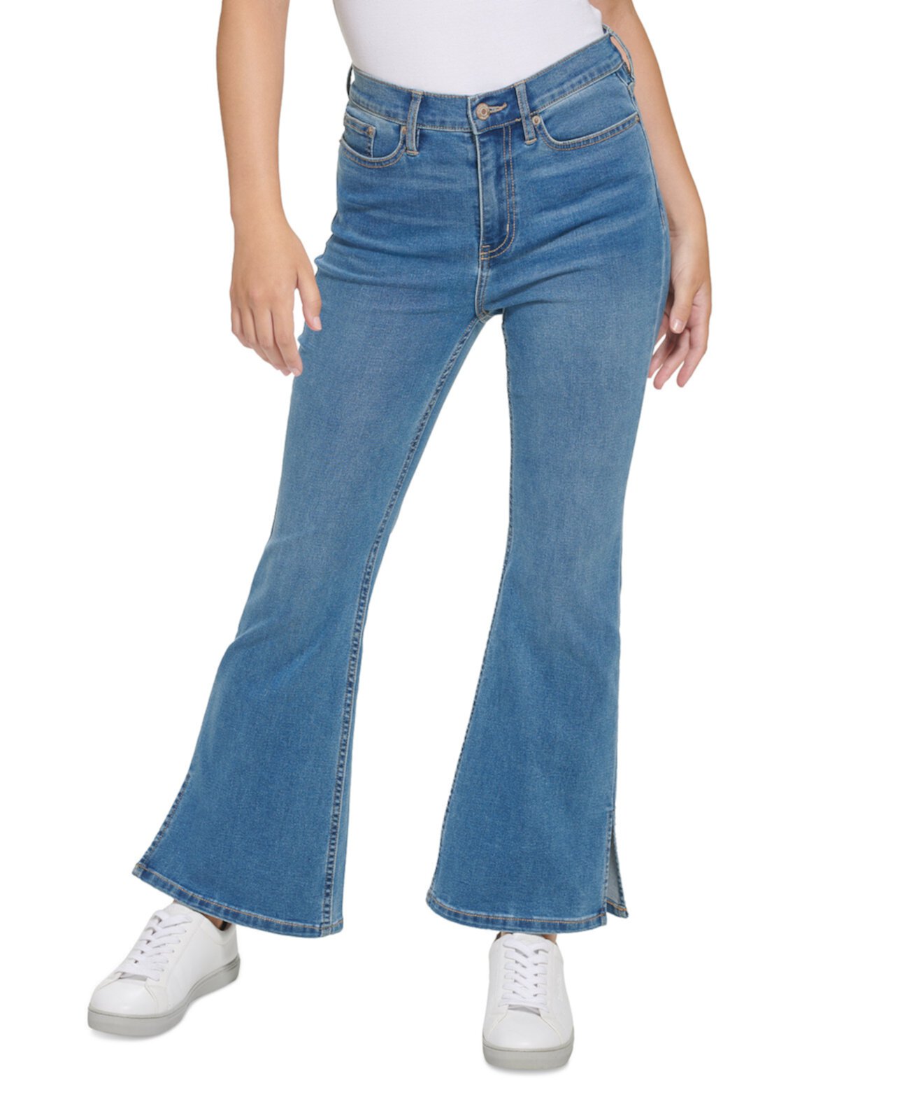 Женские расклешенные джинсы с высокой посадкой и разрезом на кромке Calvin Klein
