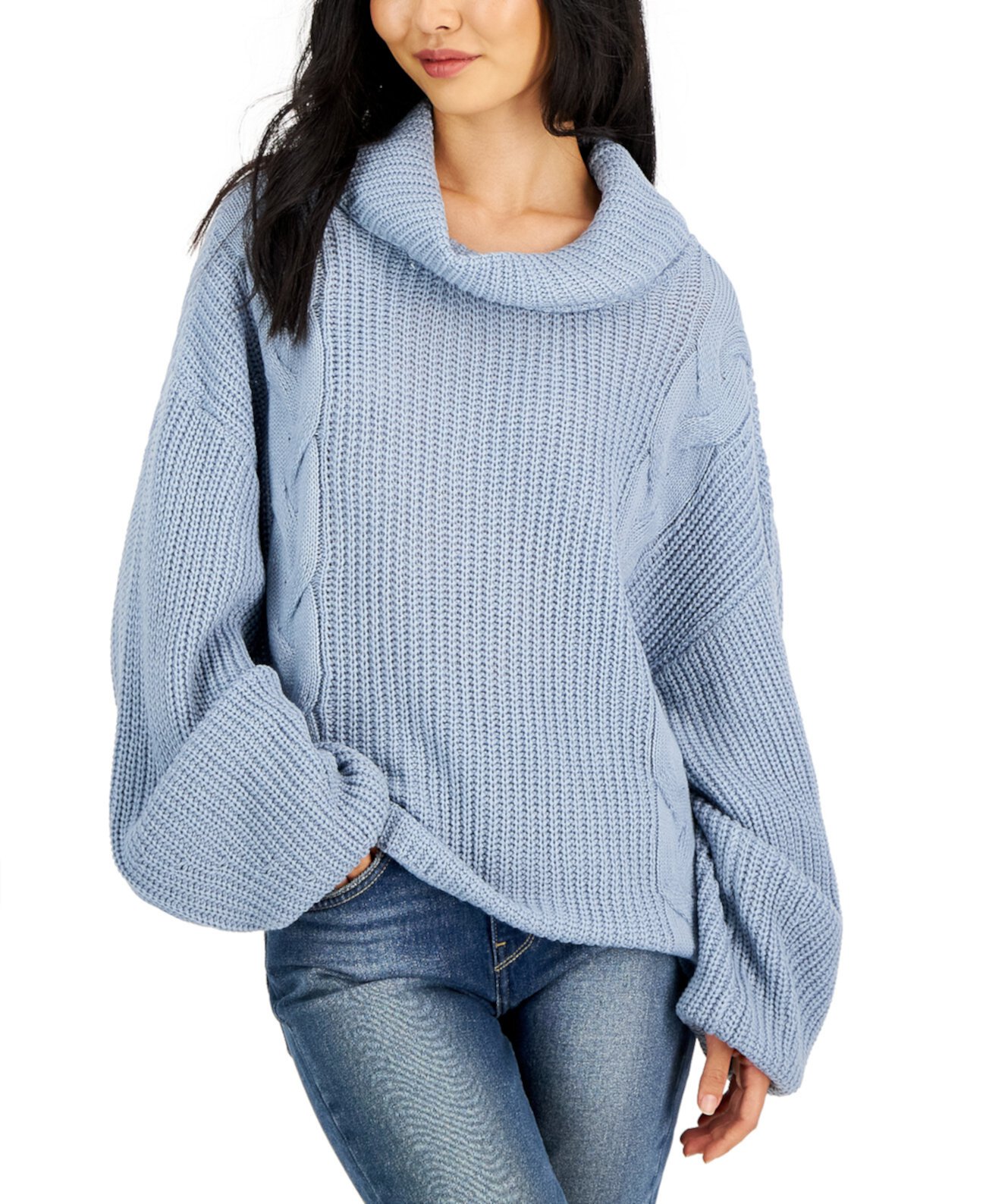 Petite Cowlneck Cable-Knit Sweater JAMIE & LAYLA