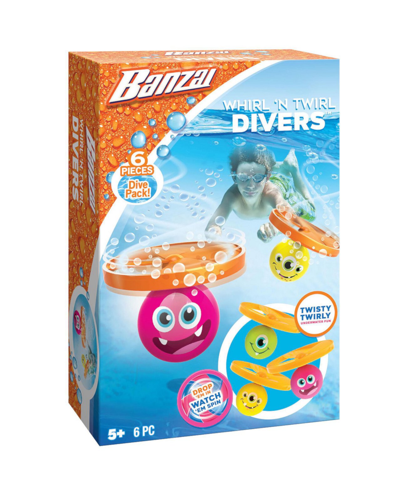 Набор игрушек для дайвинга Whirl 'N Twirl Waterpool, набор из 6 предметов Banzai