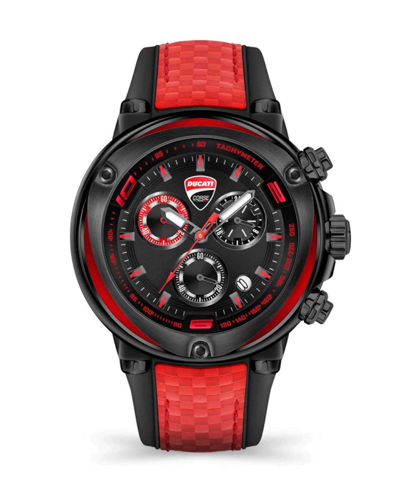 Мужские часы Partenza Timepiece с черным силиконовым ремешком, 49 мм Ducati Corse