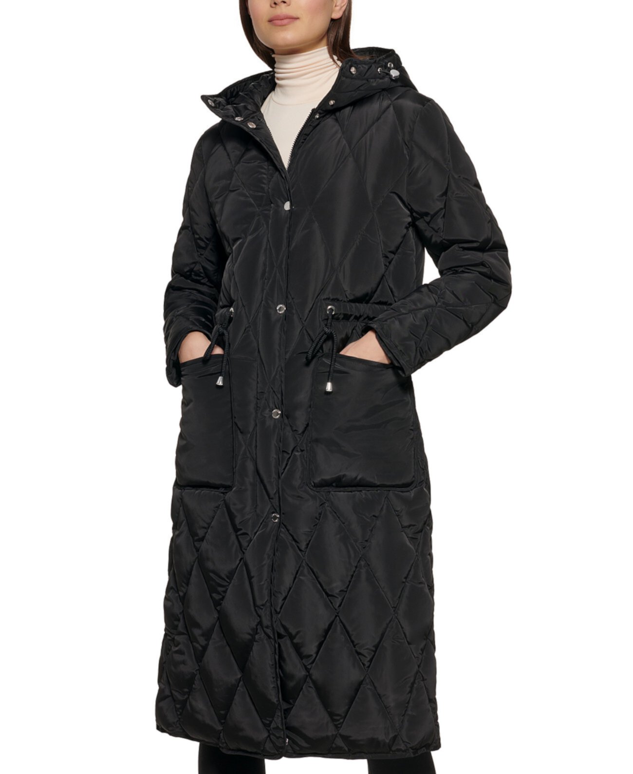 Стеганое пальто-анорак с капюшоном Petite Kenneth Cole