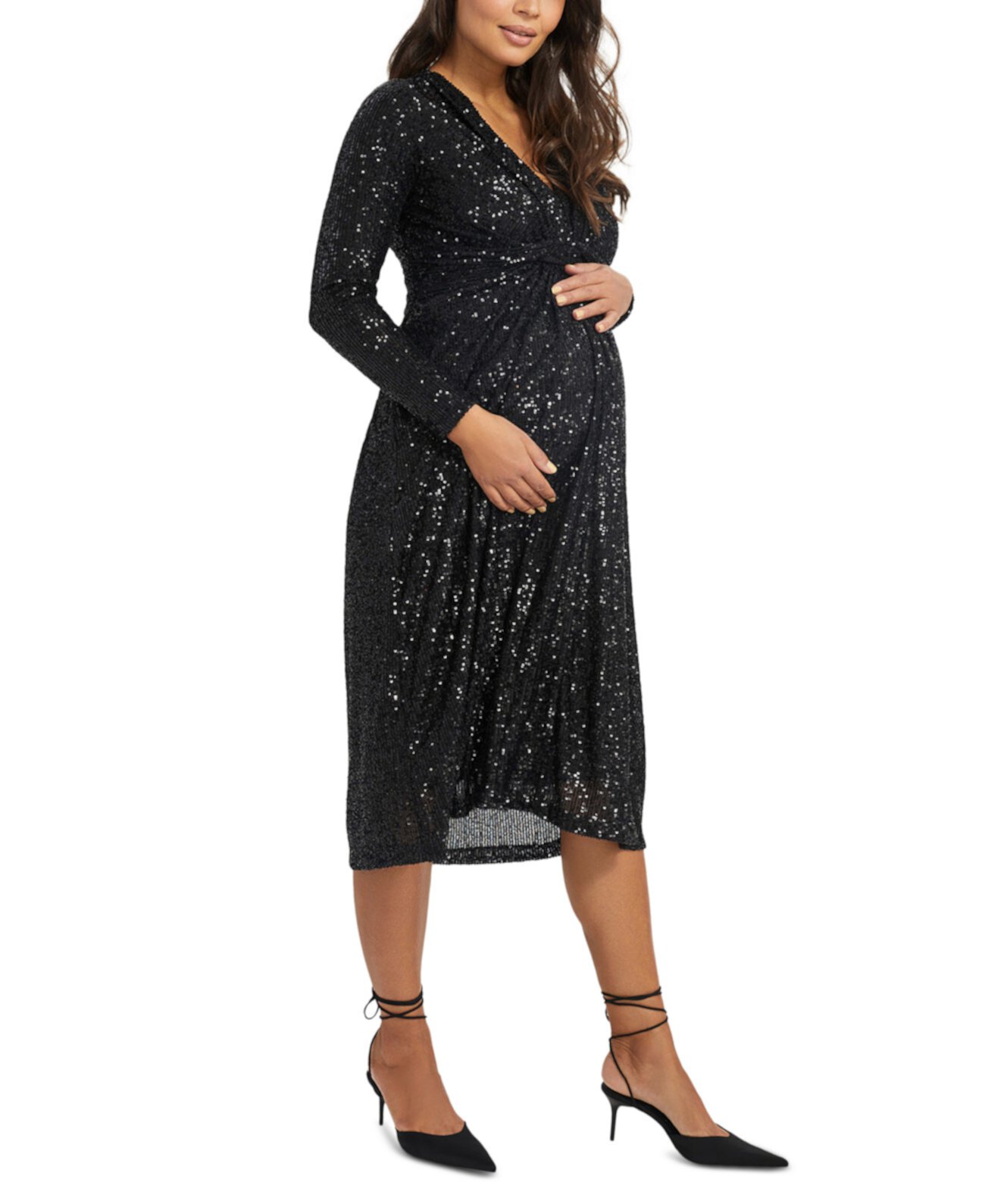 Платье миди с длинными рукавами и пайетками для беременных Pietro Brunelli
