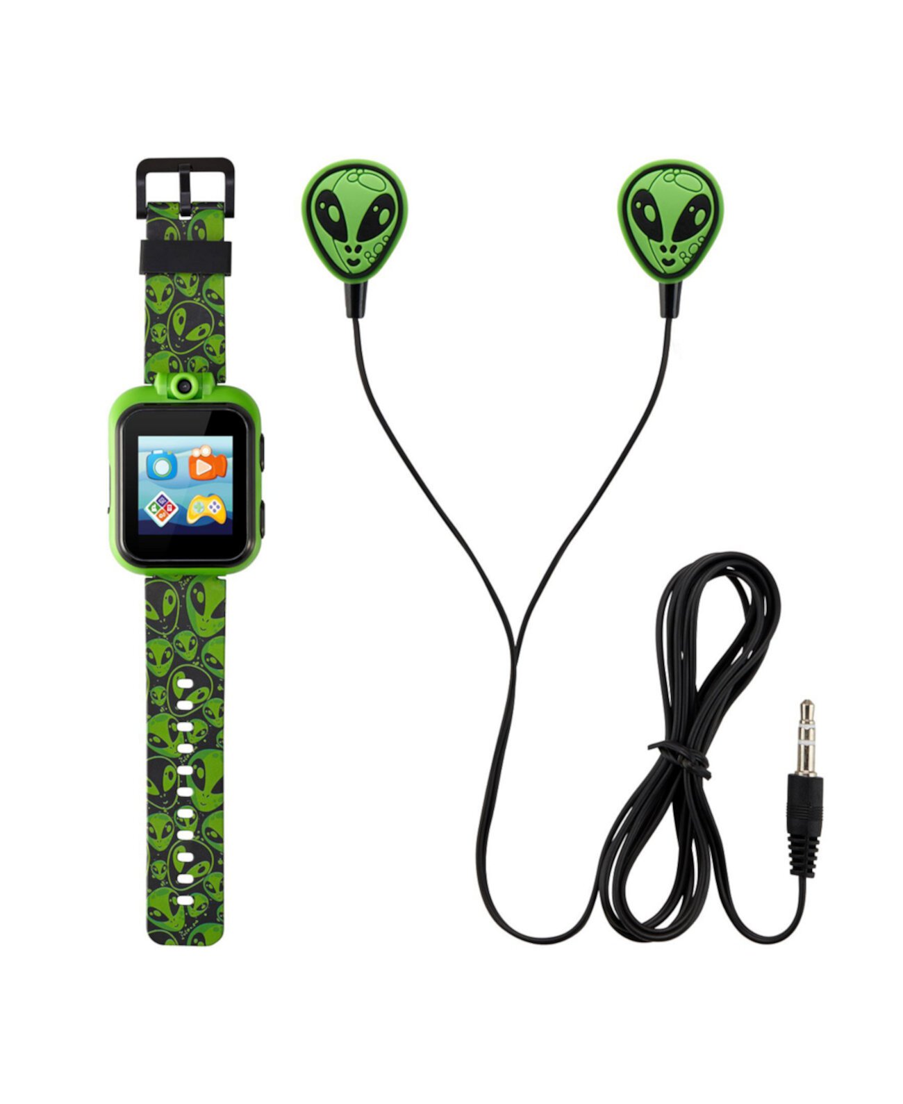 Детские смарт-часы Ailen с силиконовым ремешком черного и зеленого цветов, сенсорным экраном, 42 мм, подарочный набор с наушниками Playzoom