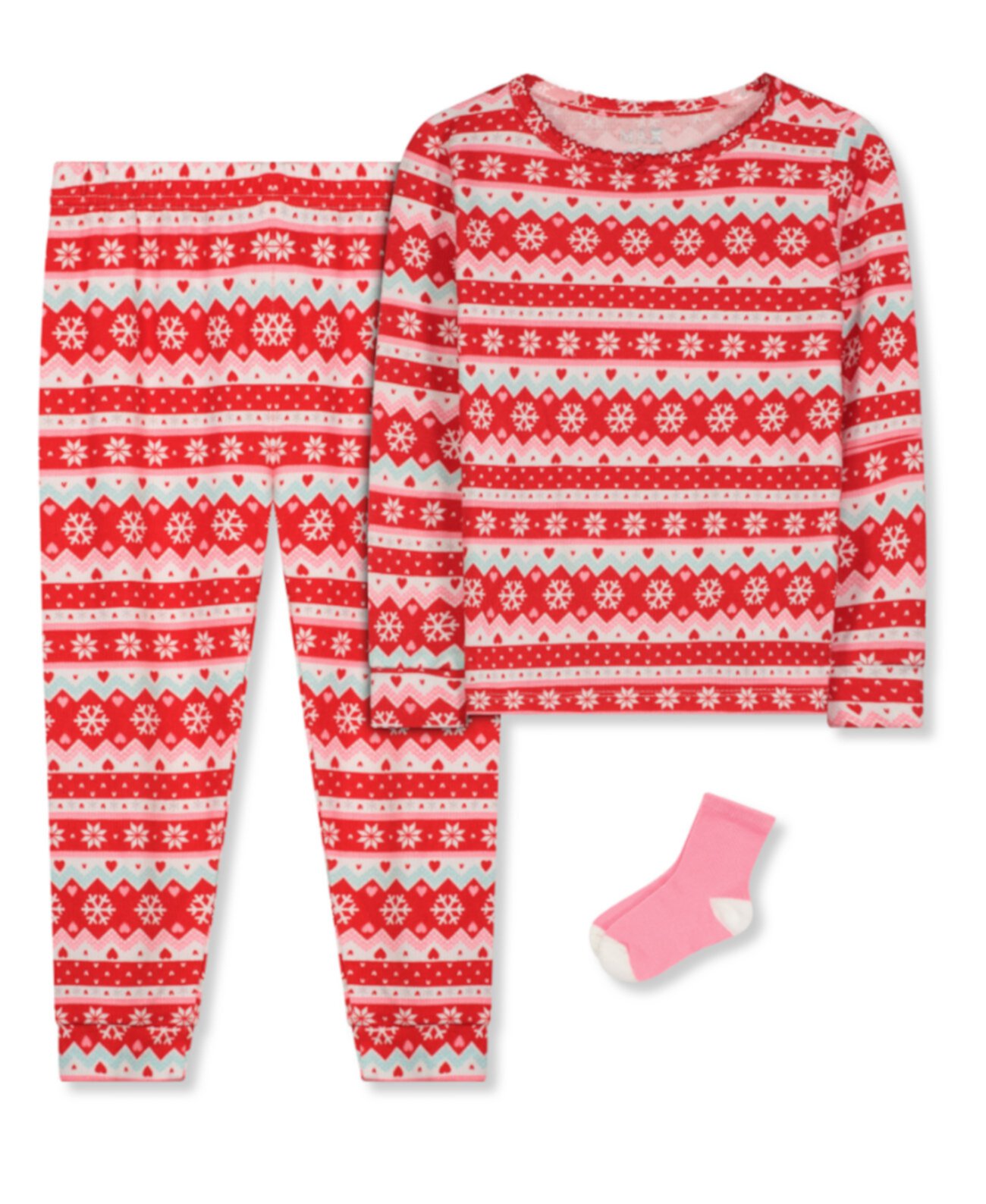 Рождественская пижама для девочки с соответствующими носками, комплект из 3 предметов Max & Olivia