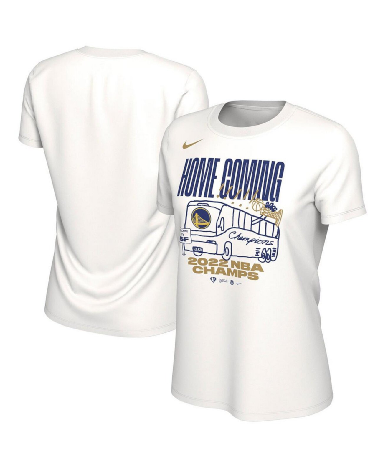 Женская белая футболка Golden State Warriors 2022 NBA Finals Champions Celebration Parade Nike