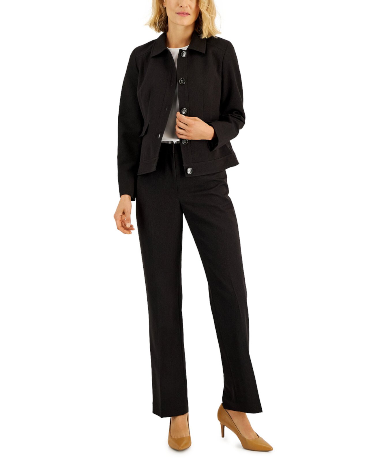 Жакет с пятью пуговицами из меланжевой ткани и брюки Kate, обычные и миниатюрные размеры Le Suit