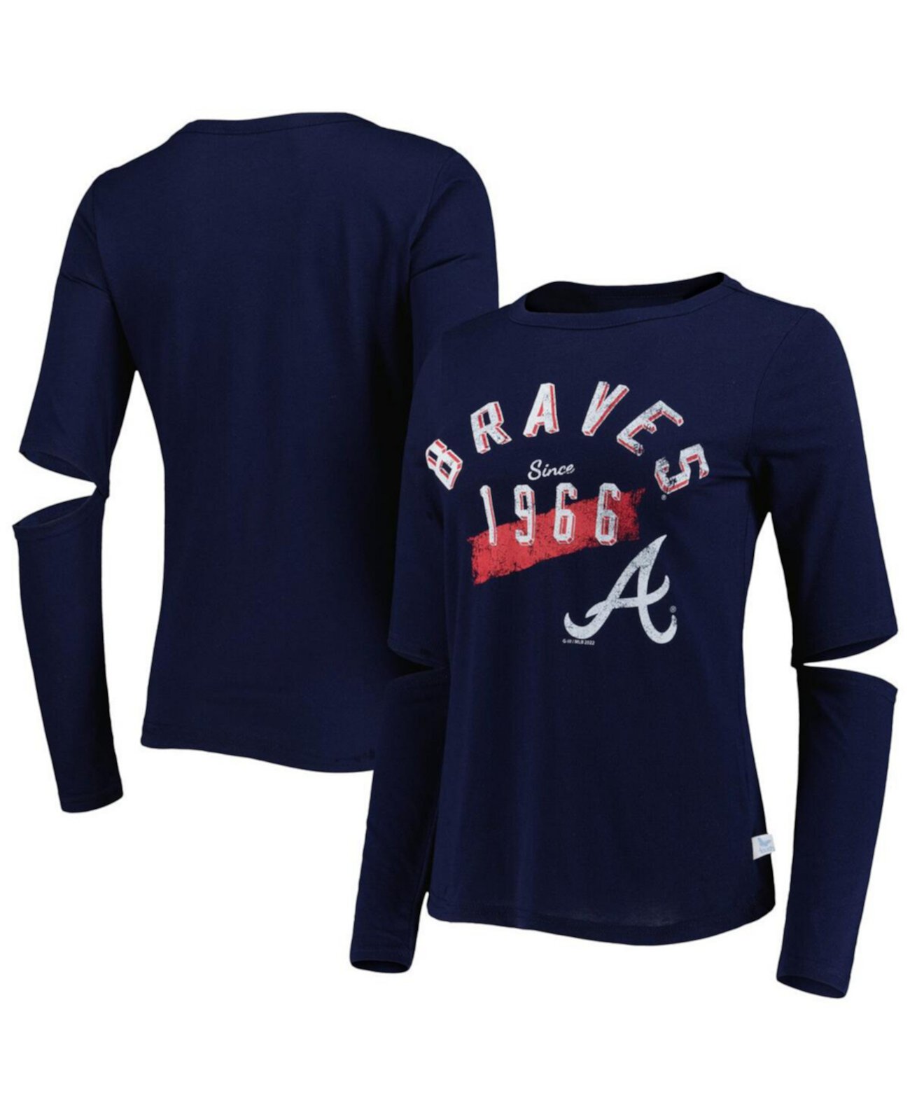 Женская темно-синяя футболка с длинным рукавом Atlanta Braves Formation Touch