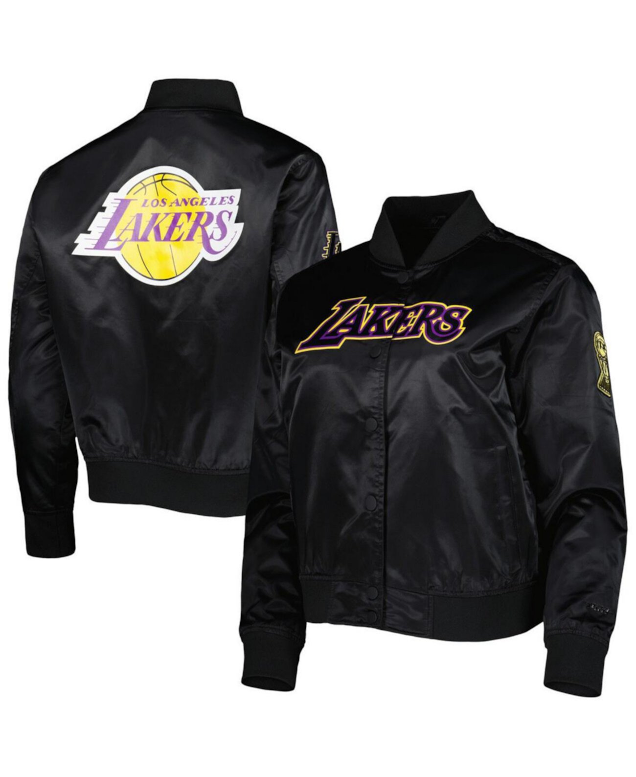 Женская черная атласная куртка Los Angeles Lakers Classics с застежкой-молнией Pro Standard