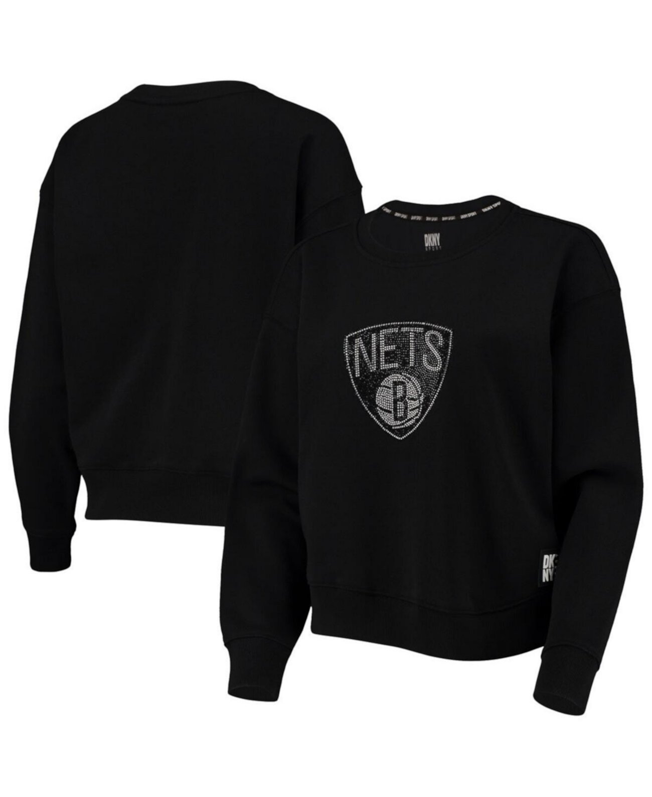 Женская черная толстовка Brooklyn Nets Carrie со стразами DKNY