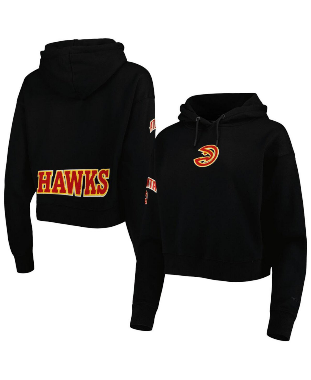 Women's Black Atlanta Hawks Classic Fleece Cropped Pullover Hoodie Pro Standard