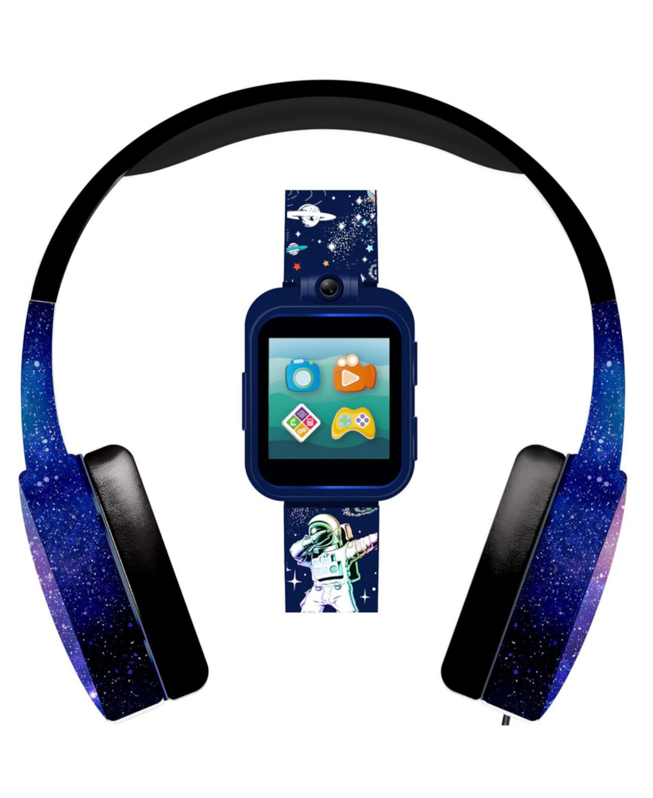 Смарт-часы Kids Spaceman с синим силиконовым ремешком и наушниками 42 мм, набор из 2 предметов Playzoom