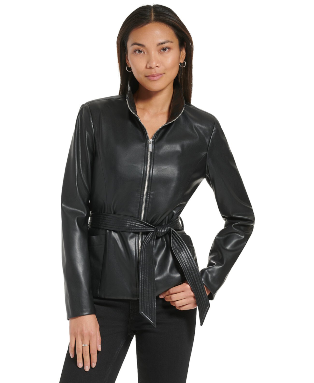 Женская куртка из искусственной кожи с завязками на талии Calvin Klein