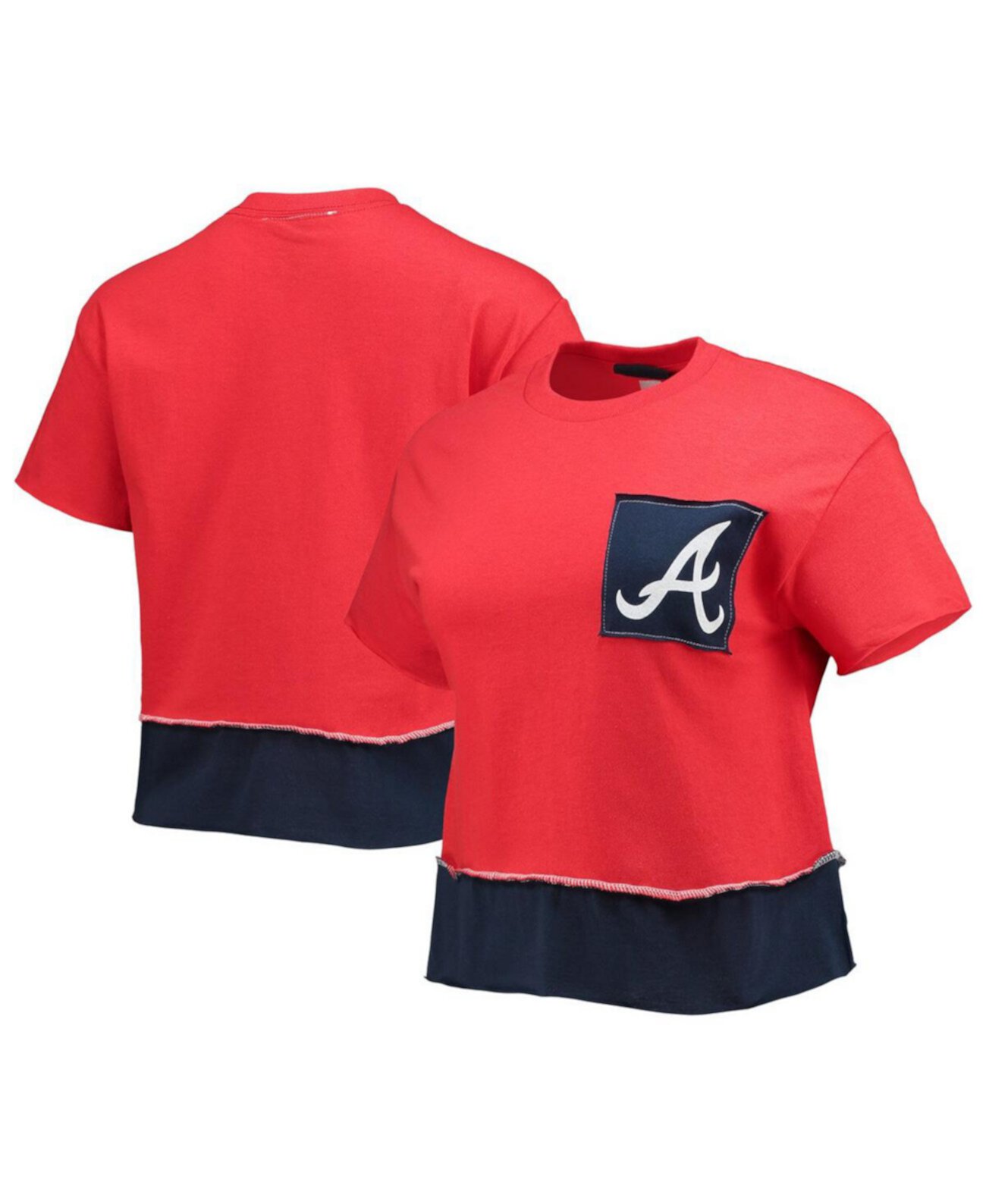 Женская красная укороченная футболка Atlanta Braves Refried Apparel
