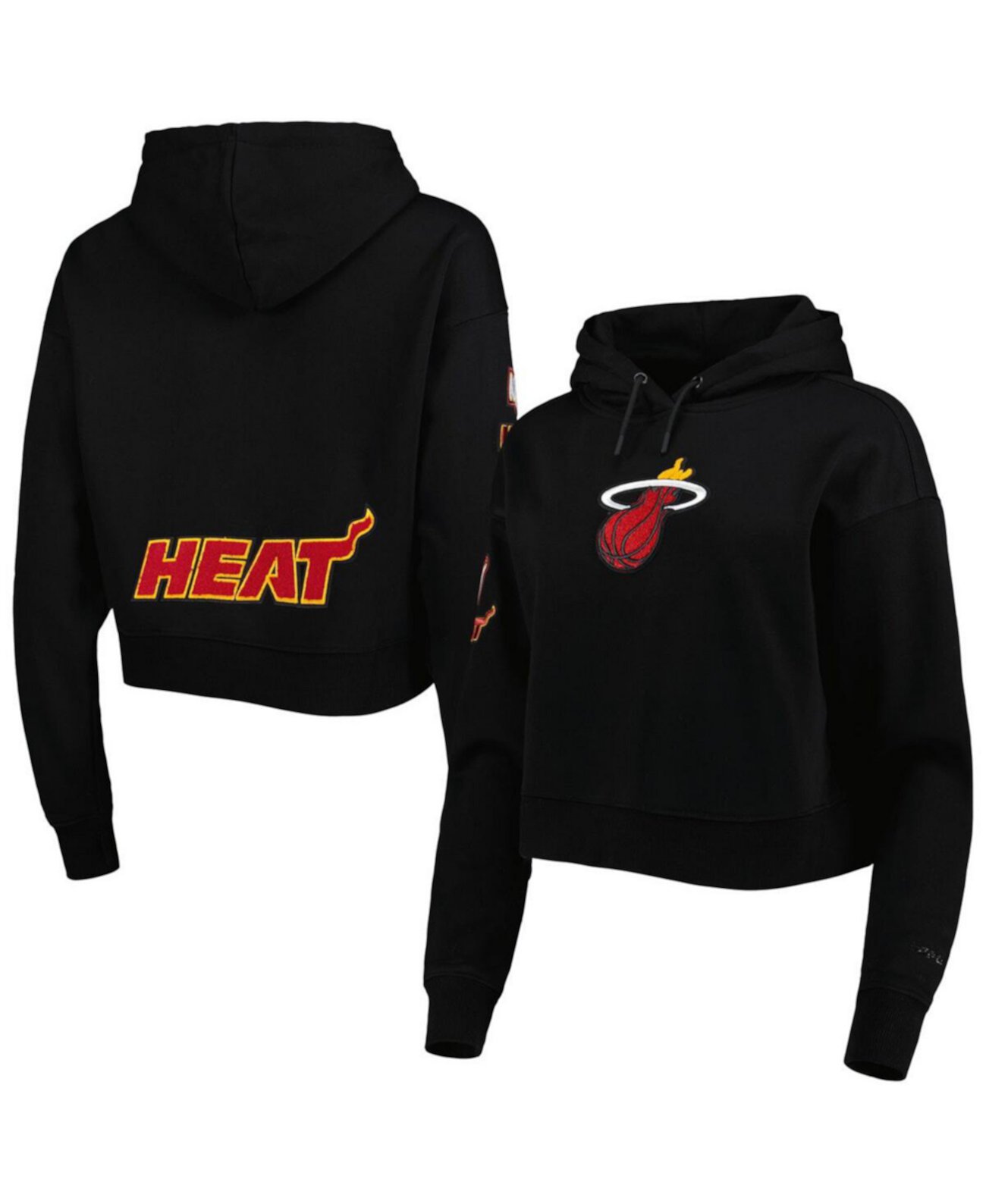 Женский черный укороченный пуловер с капюшоном из классического флиса Miami Heat Pro Standard