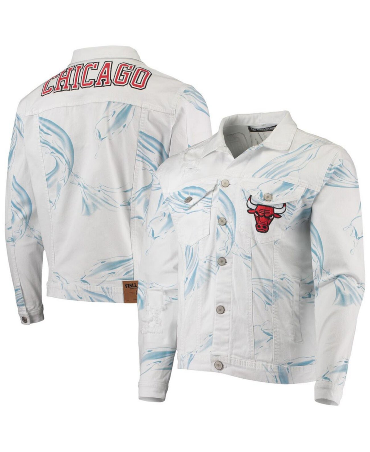 Мужская белая джинсовая куртка Chicago Bulls Ice Cloud FISLL