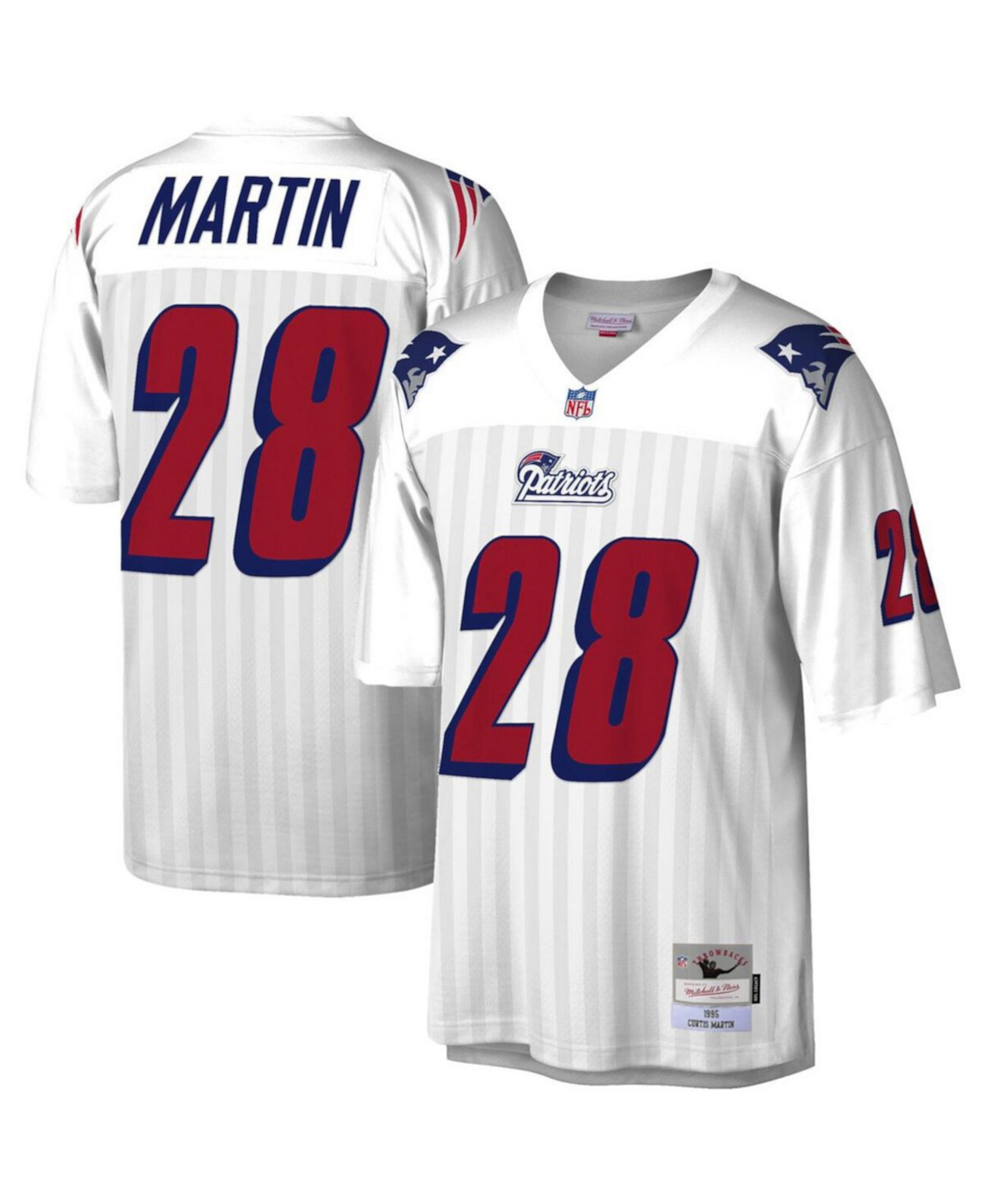 Мужское джерси реплика Кертиса Мартина New England Patriots 1995 года с короткими рукавами Mitchell & Ness