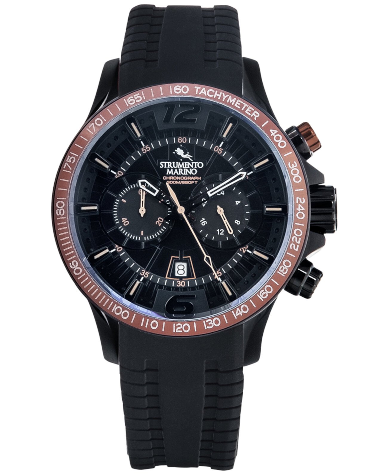 Мужские часы с хронографом Hurricane с черным силиконовым ремешком 46 мм Strumento Marino