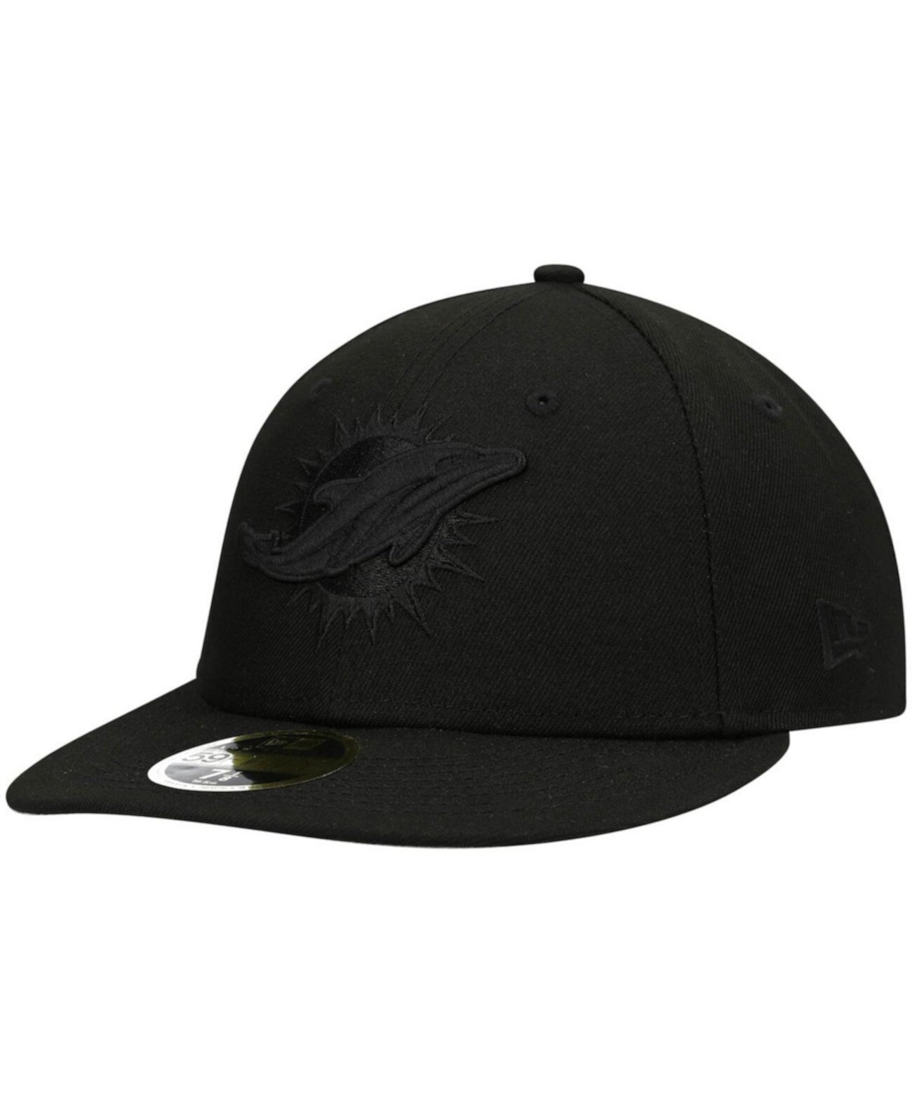 Men's Black Miami Dolphins Black On Black Low Profile 59Fifty Ii Fitted Hat New Era